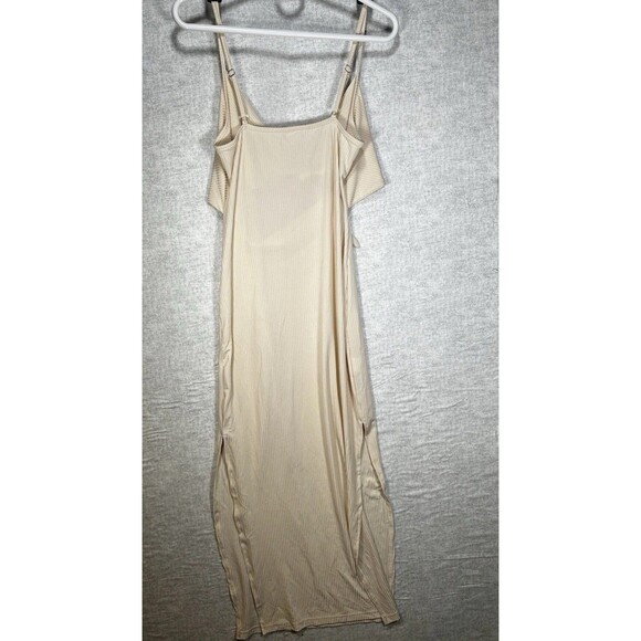 Lyaner Beige Sleeveless Cut-Out Front Midi Dress Women's Medium Body Con - Picture 7 of 9